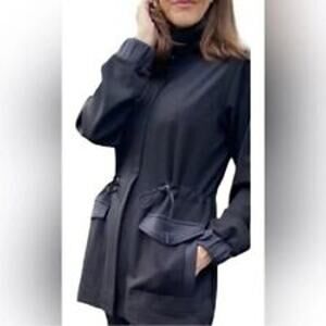 Cabi Tuxedo Parka Jacket 4297 Black Women's Size S Small Anorak Ponte High Low